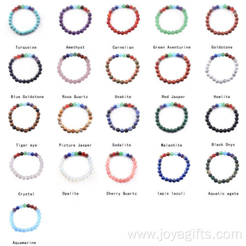 2016 Urban Fashion 7Chakra Stone 8mm Kinds Material Loose Beads Streth Bracelet